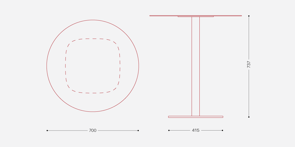Стол Флэт (12 мм) круглый — Схема