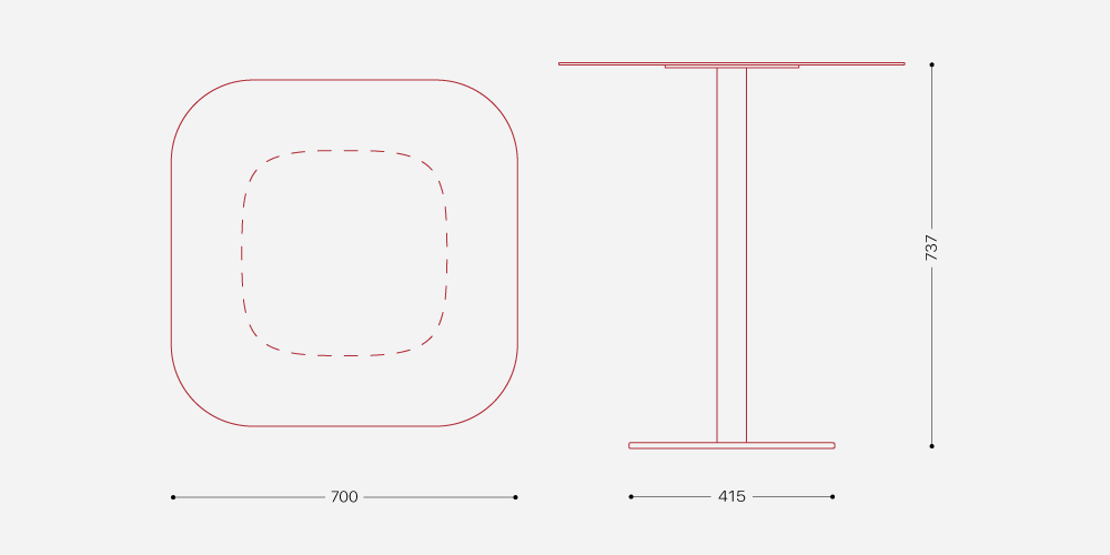 Стол Флэт (12 мм) квадратный — Схема