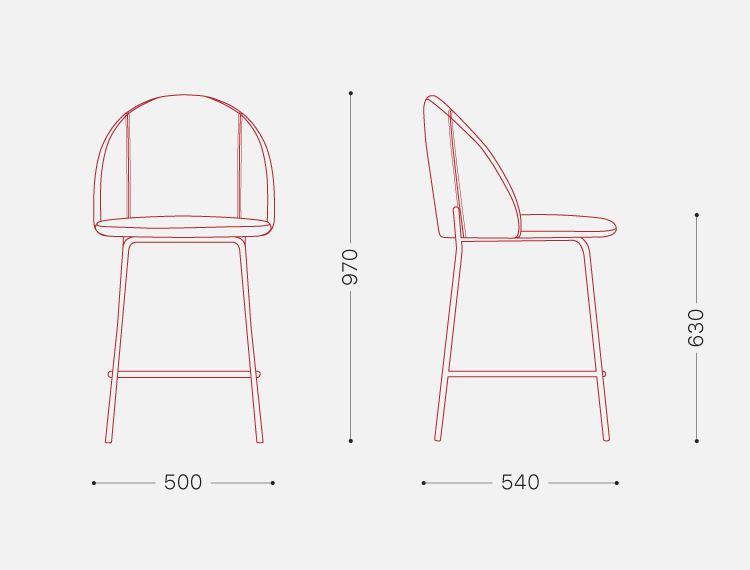Стул Монти полубарный с мягким сиденьем — Схема
